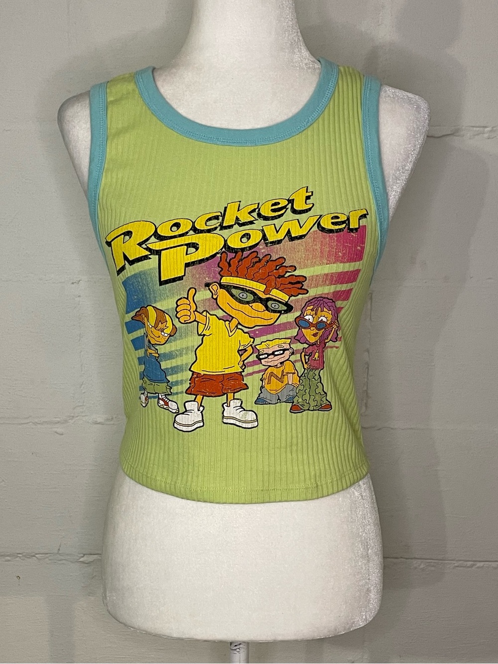 Nickelodeon Rocket Power Lime Green Tank Top with Blue Trim